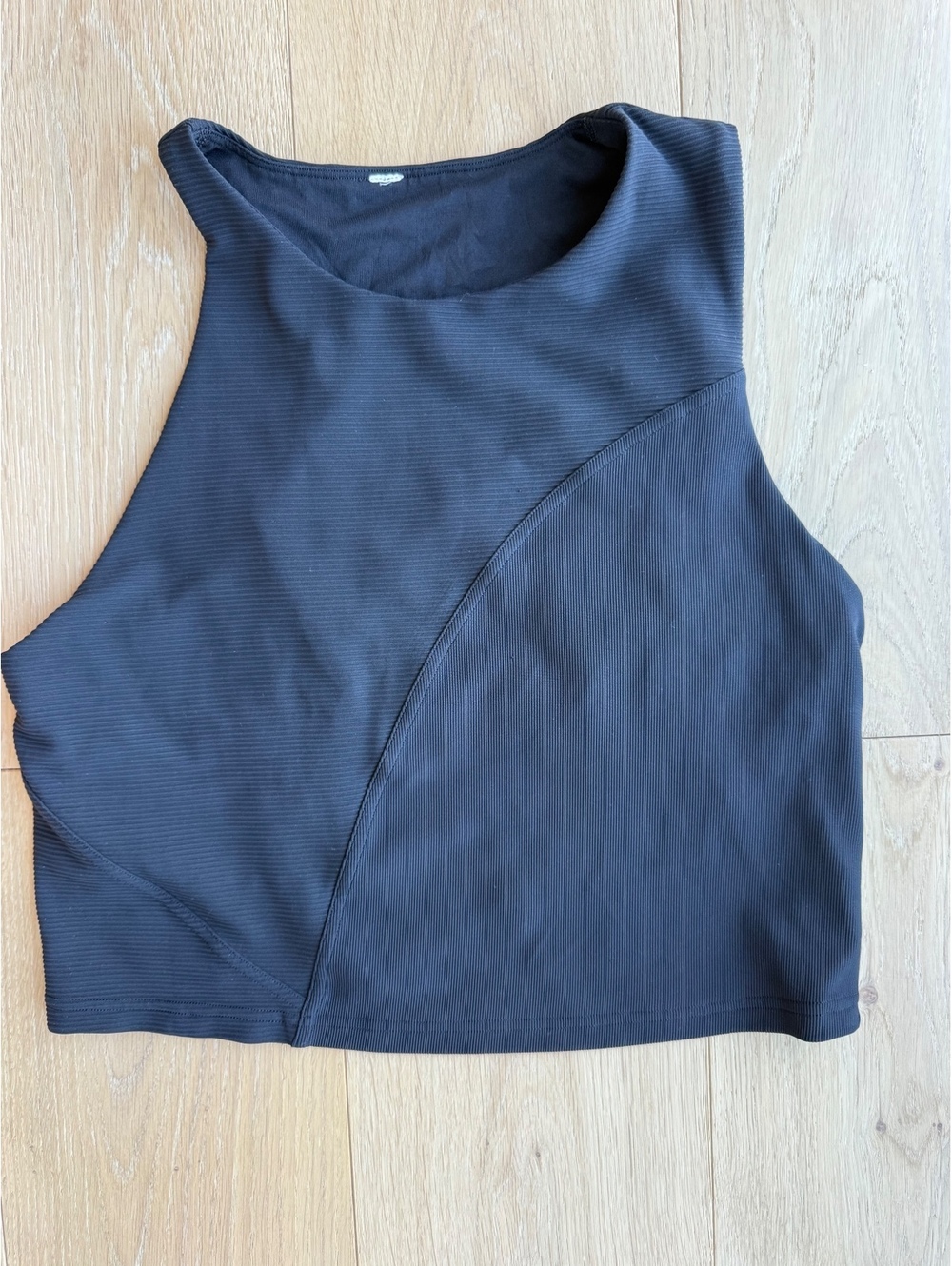 Lululemon Ribbed Asymmetrical Tank Top Black Size 12 Built In Bra